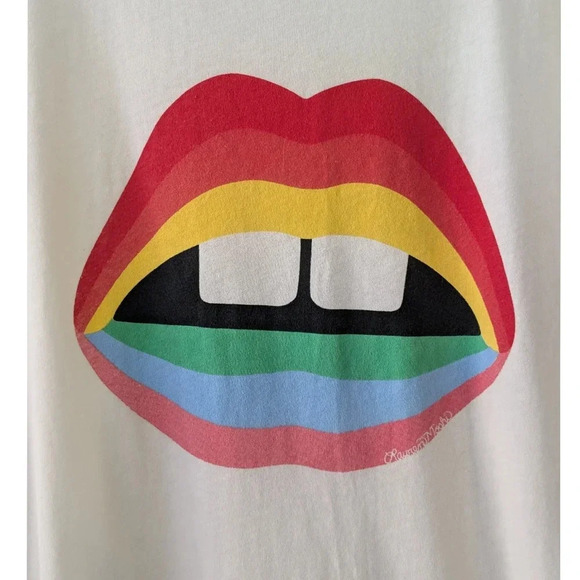 Lauren Moshi Edda Rainbow Gap Mouth Tee - Picture 4 of 8